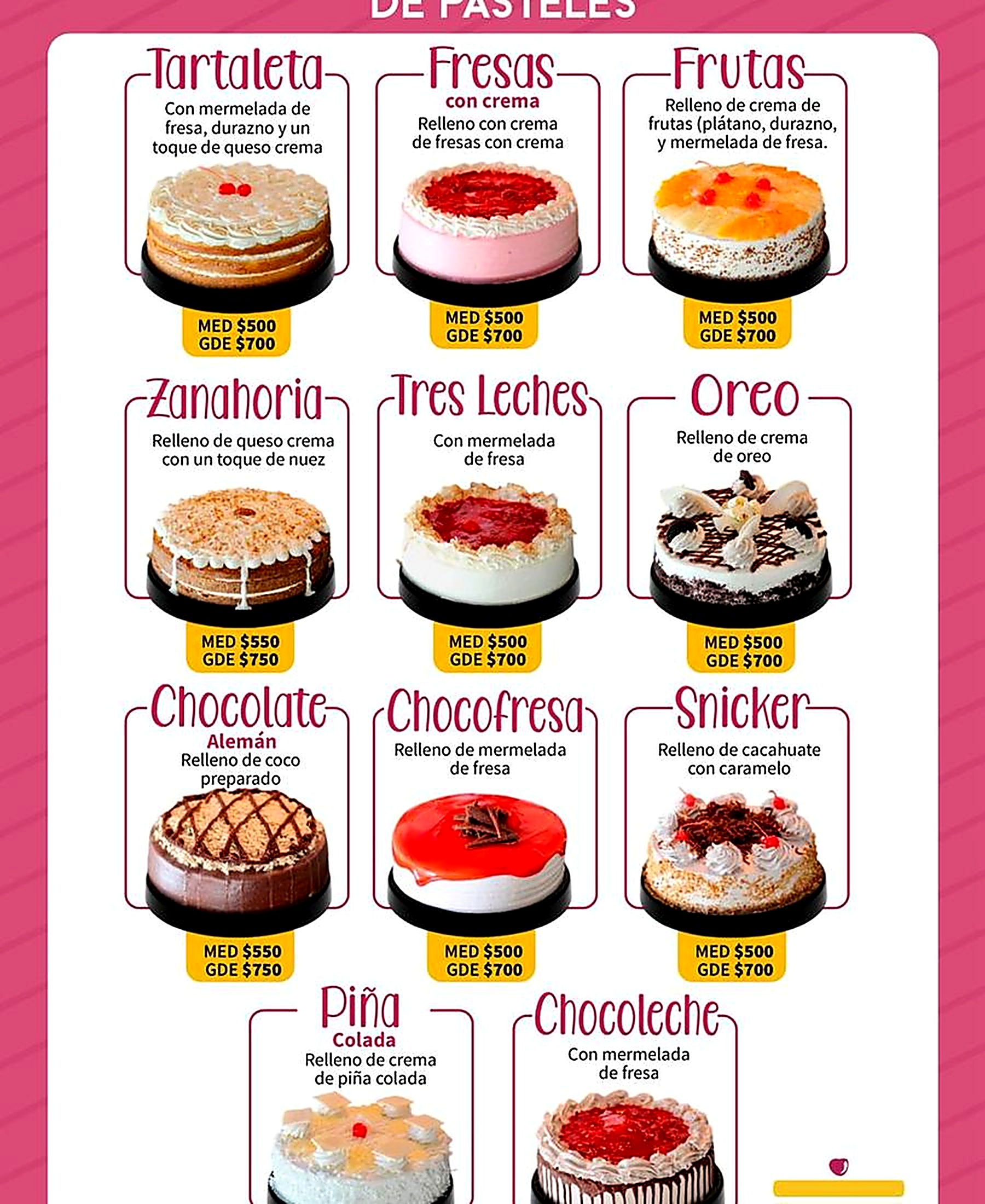 Pasteles artesanales